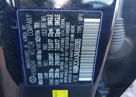2021 Hyundai Kona Sel from USA, damaged, VIN KM8K2CAA3MU692065